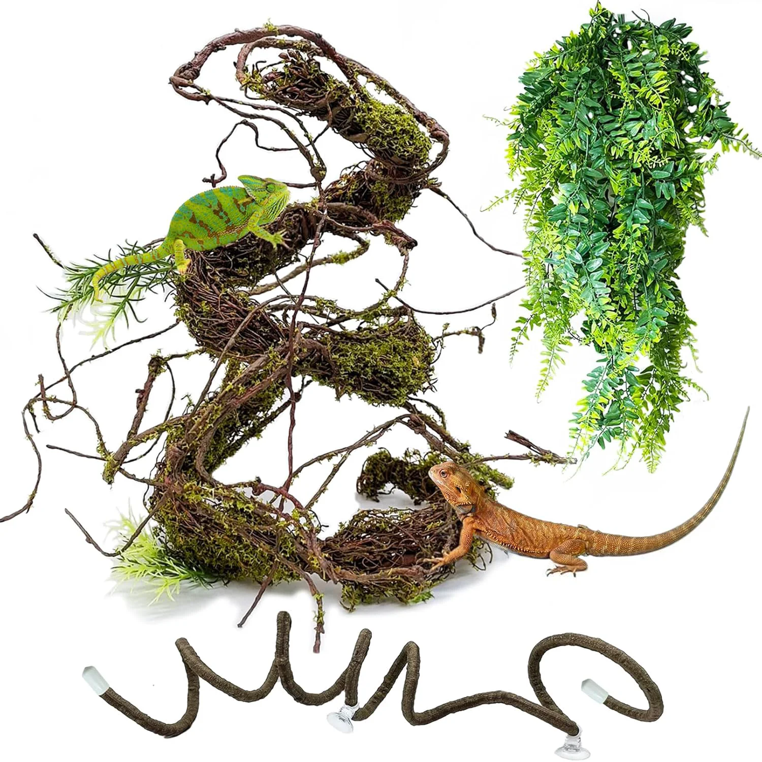 Smart BNOSDM Reptile Vines Bendable Jungle Climbing Vine Terrarium Plants Artificial Decor Tank Decorations Accessories for Bearded Dragons Chameleons Snakes Lizards Hermit Crabs Natural