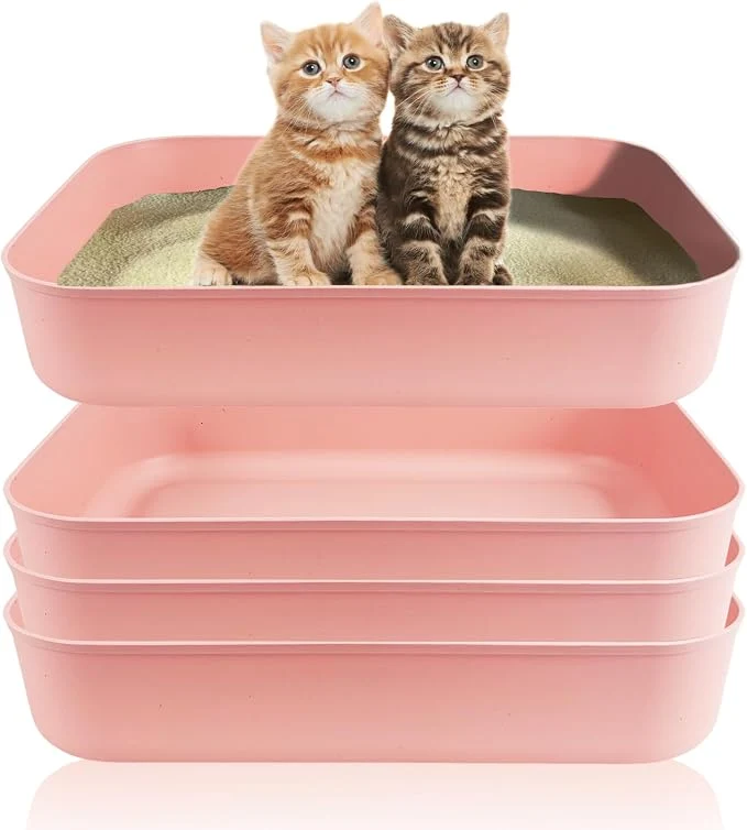 Luxury Small Litter Box Plastic Kitten Litter Box 13.9 x 9.8 x 3 Inch Open Litter Box Specialty