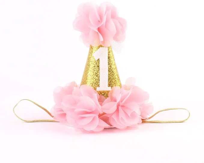Natural Stock Show 1st Pet Birthday Cone Hat Dogs Cats Holiday Party Hat Headwear Lightweight