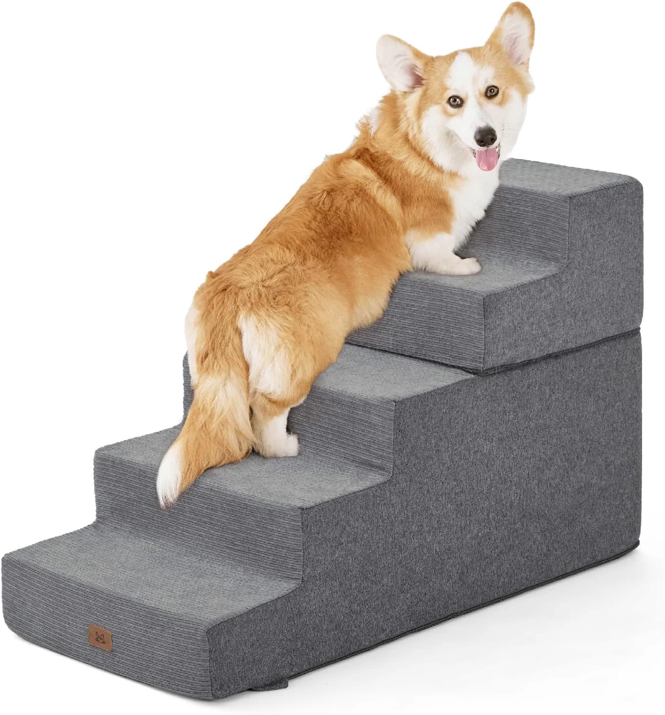 Proven Dog Stairs for High Bed Dog Steps for Bed Couch Sofa 35D Foam Extra Wide Pet Steps for Small Dogs and Cats Pet Stairs with Non-Slip Bottom Grey 5 Steps Trendy