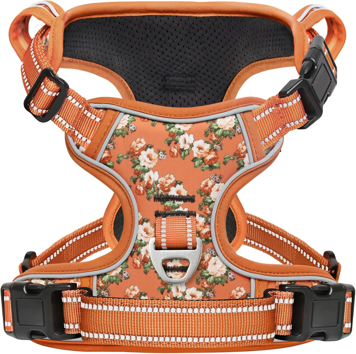 User-Friendly Timos Dog Harness No Pull Dogs Harness 3 Snap Buckles Adjustable Reflective No Choke Pet Vest for Small Dog with Soft Padded Control Training Handle for Outdoor Training Flower Orange S Smart