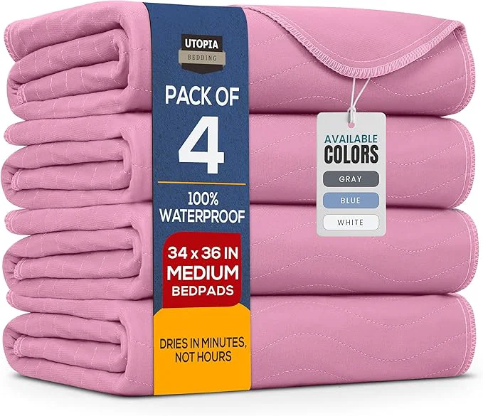 Functional Utopia Bedding Washable Underpads 34 x 36 Waterproof Reusable Heavy Easy-to-Use
