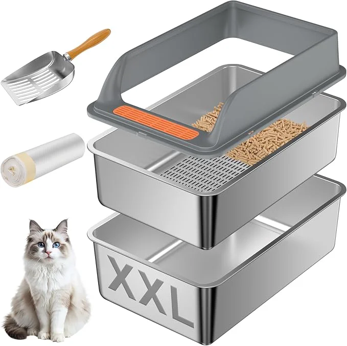 Trendy Stainless Steel Sifting Litter Box Elegant