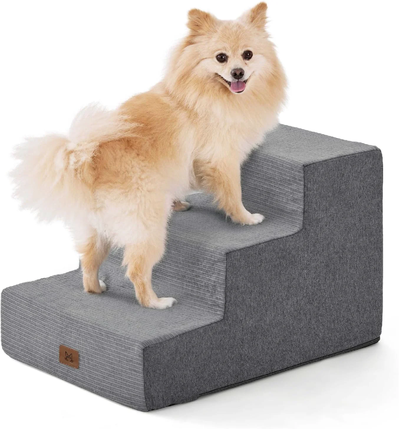Professional Dog Stairs for Bed Dog Steps for Bed Couch Sofa 35D Foam Pet Steps for Small Dogs and Cats Extra Wide Pet Stairs with Non-Slip Bottom Grey 3 Steps Powerful