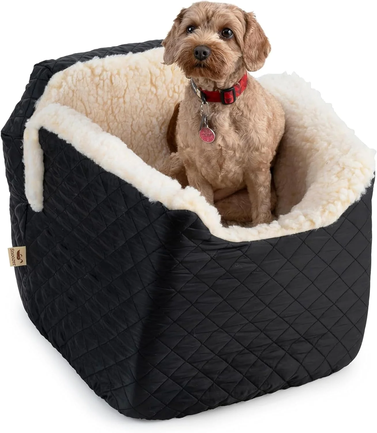 Authentic Snoozer Lookout I Car Seat - Dog Car Seats for Small Dogs Puppy Booster Bed for Small Sized Pets up to 18 Lbs d Washable - Size S Black Quilted Eco-Friendly