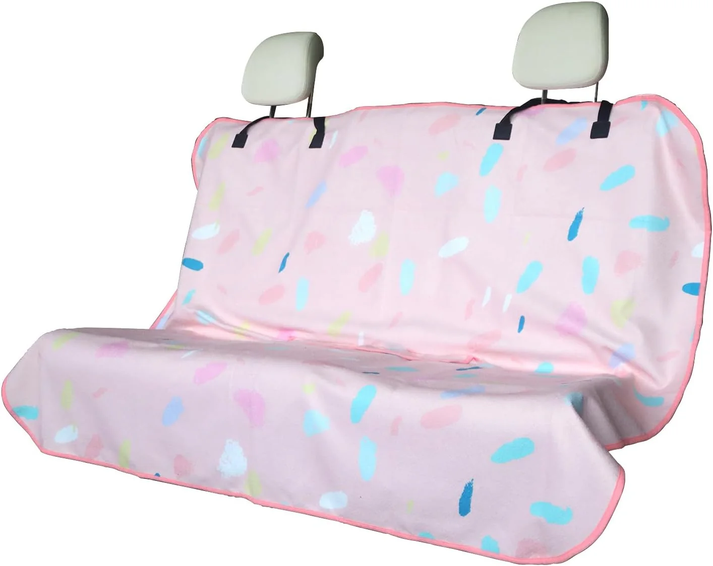 Premium Material Back Seat Cover for Car Trucks Van SUV Waterproof Rear Bench Towel Seat Covers for Dogs and Kids Automotive Backseat Protector Pink Marbling Comfortable