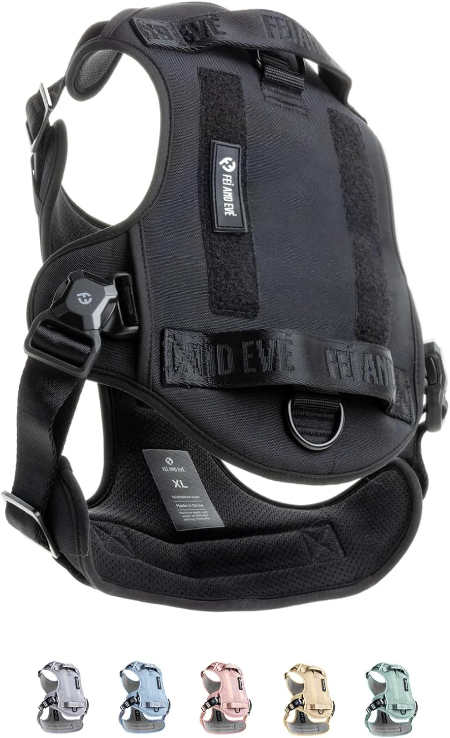 Effective 2025 New Edition Fei Eve MagEase Dog Harness - 3-Second Magnetic Buckles 3-Point No-Pull Control Heavy-Duty 900D Nylon Dual Safety Handles Breathable Mesh Adjustable Fit X-Large Black High-End