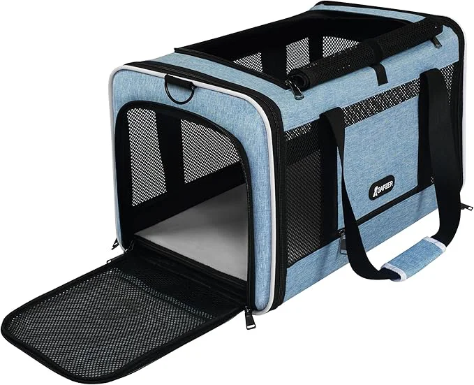 Certified Cat Carrier 18 x 11 x 11 Top Loading Soft-Sided Pet Travel Bag Over 15lbs Portable Small Dog Puppy Car Crate 10 lbs Chihuahua Kennel Carry Case Kitty Cloth Cage Medium Cat Under 25 BlueAbout ThisOverview Superior