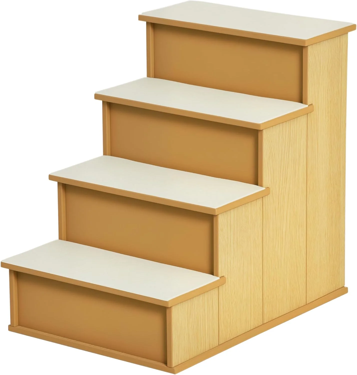 Powerful PawHut Pet Stairs Small Pet Steps with Cushioned Removable Covering for Dogs and Cats Up to 22 Lbs. Natural Original