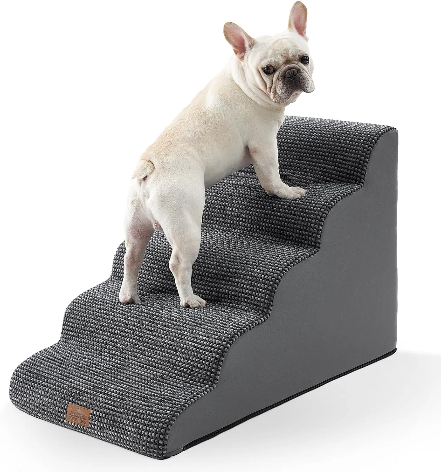 Specialty Extra Wide Dog Stairs 19.7 Width Large Pet Step for Small Medium Dog Puppy or Cat Ramp for High Bed or Car High Density Foam Ladder Stable 5 Step 19.7x33x22.4 in Dark Grey Dependable