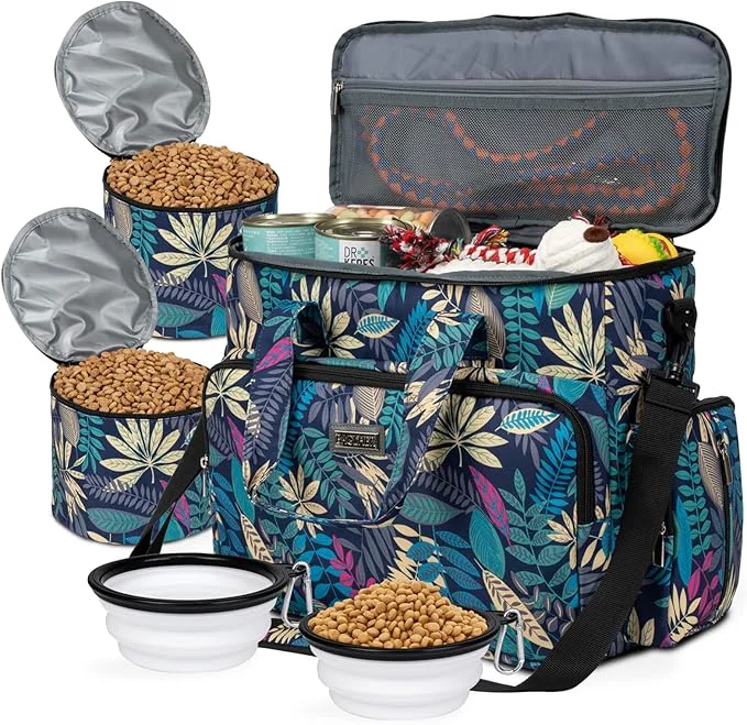 Superior BAGLHER Dog Travel Bag Pet Travel Bag ALL Pet Travel Supplies With 2 Pet Food Containers and 2 Collapsible Silicone Bowls Essential Kits for Pet Travel HawaiiAbout This Selected