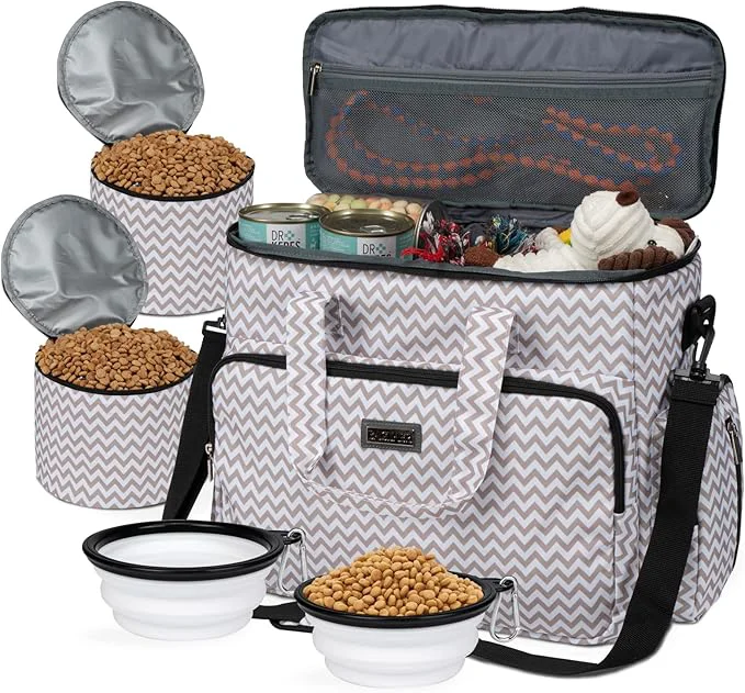 Innovative BAGLHER Dog Travel Bag Pet Travel Bag All Pet Travel Supplies with 2 Pet Food Containers and 2 Collapsible Silicone Bowls Essential Kits for Pet Travel BLWAbout This Next-Generation