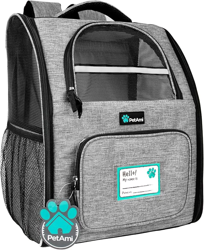 Traditional PetAmi Dog Backpack Carrier for Small Large Cat Pet Puppy Ventilated Pet Hiking Backpack Travel Bag Airline Cat Backpack Carrier Camping Biking Dog Bag Up to 18lbs Pet GreyAbout ThisOverview Natural