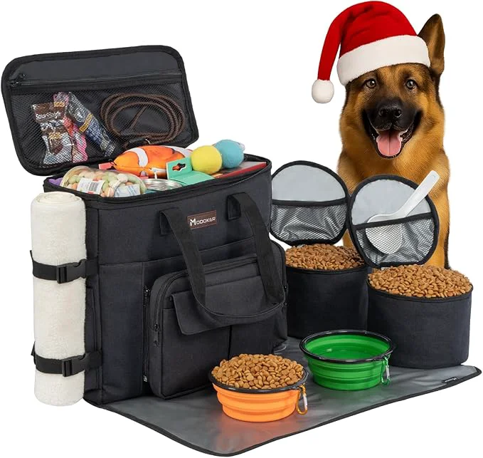 Environmentally Friendly Modoker Dog Travel Bag with 2 Collapsible Dog Bowls 1 Dog Backpack Airline Pet Travel BagOrganizer for Supplies Accessories 2 Travel Dog Food Container BlackAbout ThisOverview Specialty