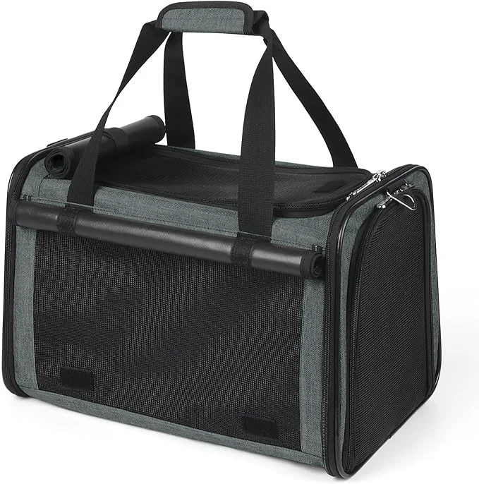 Smooth YUDODO 25 lbs Lightproof Soft Sided Pet Carrier for Large Cat Small Dog Airline Travel Puppy Carrier with Side Pockets Reflective Mesh Foldable Portable for Outdoor Car Grey GreenAbout ThisOverview Exclusive