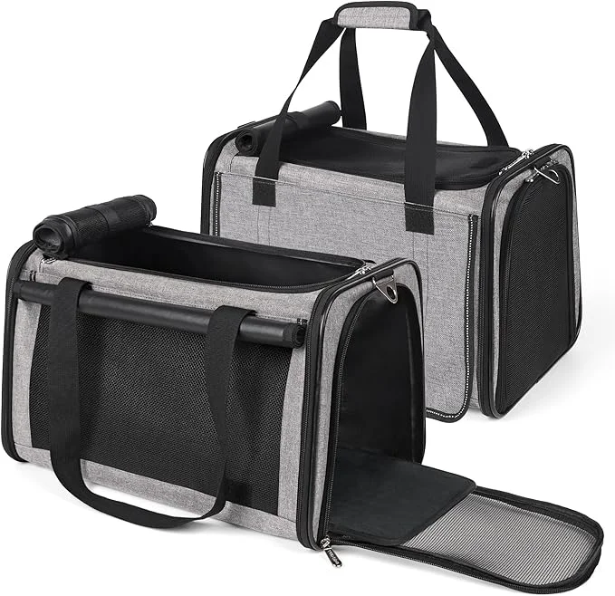 Fast YUDODO 2 Packs 25 lbs Lightproof Soft Sided Cat Carrier for Large Cat Small Dog Airline Travel Bag Pet Puppy Carriers with Side Pockets Reflective Mesh Foldable Portable for Car 2 GreyAbout ThisOverview Crafted