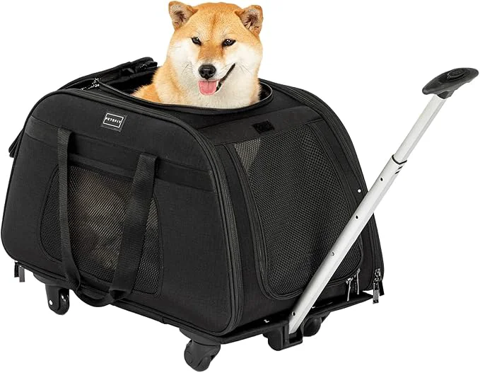 Breathable PETSFIT Extra Large Pet Carrier with Wheels- Rolling Dog Carrier for 2 Small Dogs Large Cat Carrier on Wheels with Adjustable Safety Rope Waterproof Bottom 𝑵𝒐𝒕 𝑨𝒊𝒓𝒍𝒊𝒏𝒆 𝑨𝒑𝒑𝒓𝒐𝒗𝒆𝒅 About ThisOverview Fine Crafted