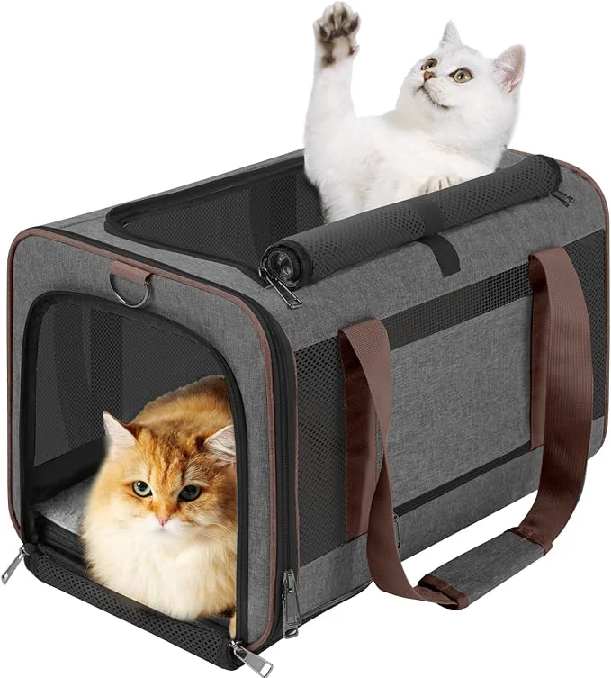 Specialty Small Dog Carrier Cage Soft Chihuahua Softshell Big Cat Carrier Maine Coon Pet Taxi Carrying Bag Over 25lbs Top Loader Travel Kennel BrownAbout ThisOverview