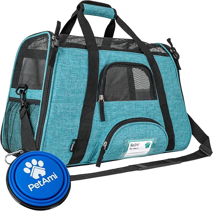Optimized PetAmi Airline Pet Carrier for Cat Soft Sided Dog Carrier for Small Dog Cat Travel Supplies Accessories Indoor Cat Ventilated Pet Carrying Bag Medium Large Kitten Puppy Large Heather BlueAbout ThisOverview Premium