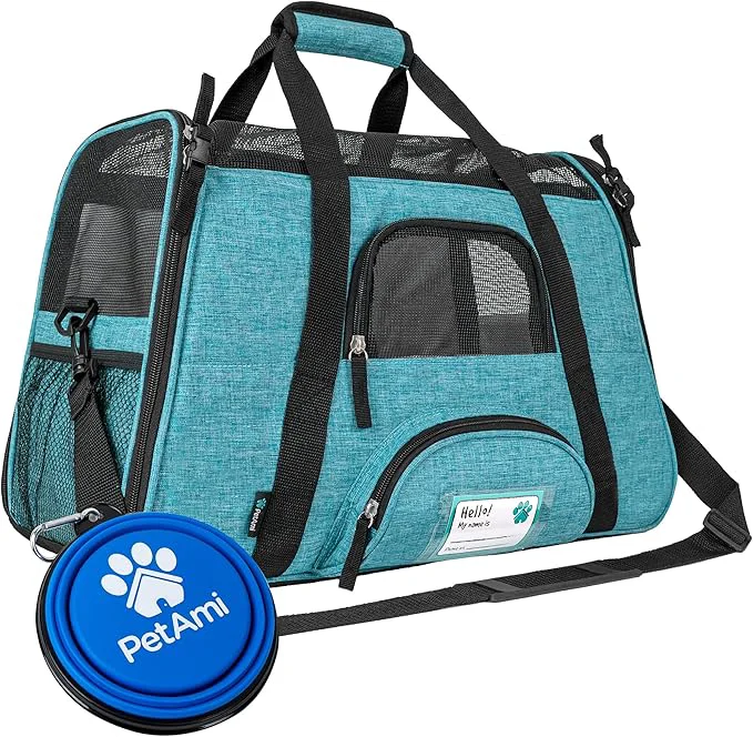 Genuine PetAmi Airline Pet Carrier for Cat Soft Sided Dog Carrier for Small Dog Cat Travel Supplies Accessories Indoor Cat Ventilated Pet Carrying Bag Medium Large Kitten Puppy Small Heather BlueAbout ThisOverview Smooth