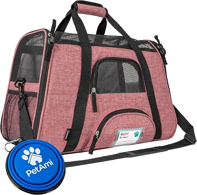 Eco-Friendly PetAmi Airline Pet Carrier for Cat Soft Sided Dog Carrier for Small Dog Cat Travel Supplies Accessories Indoor Cats Ventilated Pet Carrying Bag Medium Kitten Puppy Large Heather White RedAbout ThisOverview Official