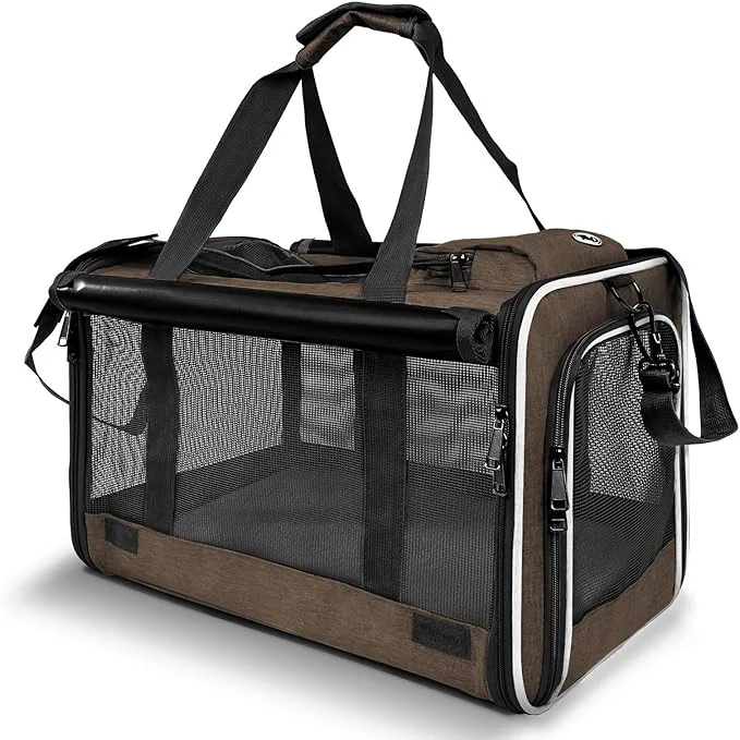 Authentic Pet Carrier for Large Cat Soft-Sided Animal Traveling Bag for Medium Cat up to 20lbs Washable Small Dog Puppy 10 lbs Crate Case with Privacy Curtains for Home Outdoor Travel Mocha BrownAbout ThisOverview Smooth