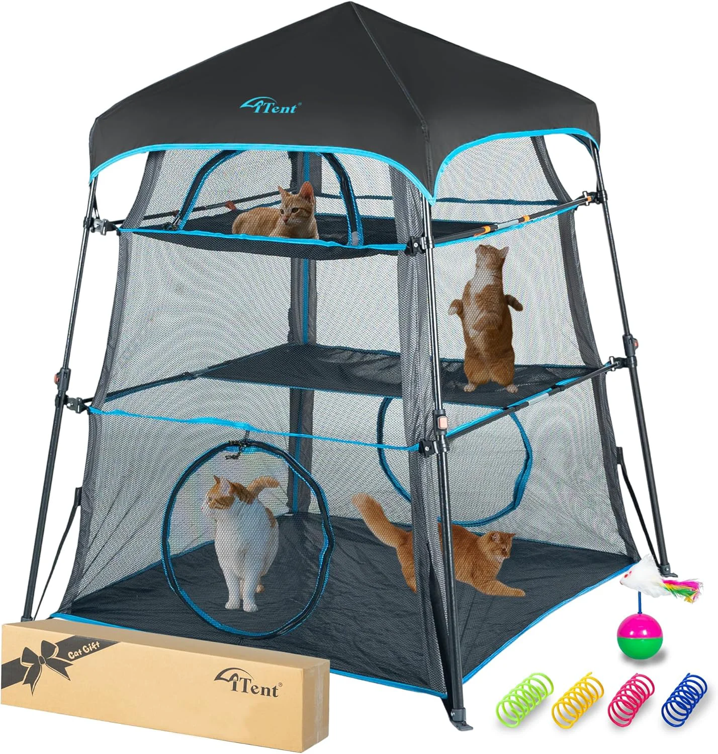 Carefully Designed X-Large Catio Outdoor Cat Enclosure 3-Tier Spacious Outdoor Cat Tent for Indoors and Outdoors Portable and Foldable Kitty Enclosure Two Doors Design can Assemble More Shapes Patented Smart