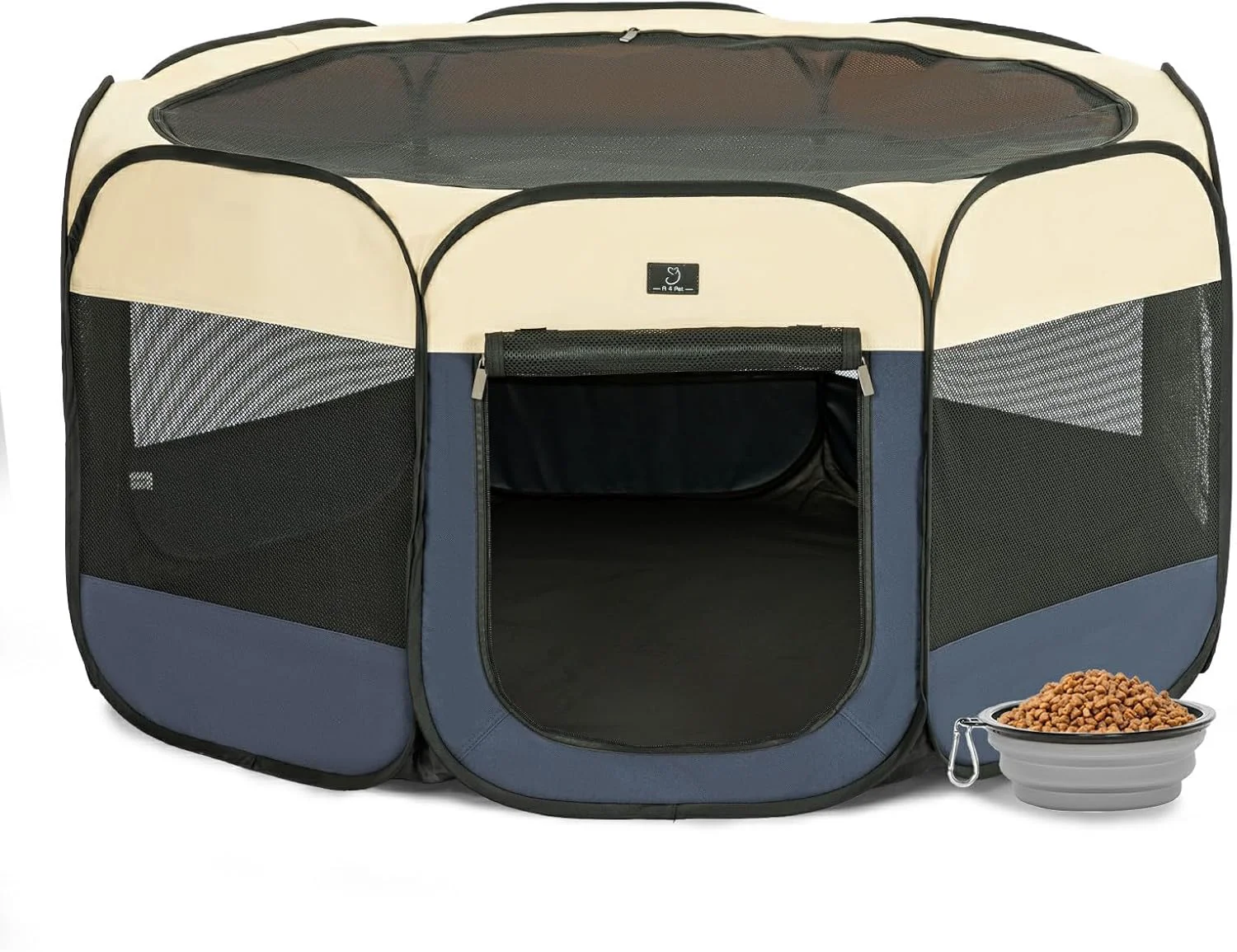 Soft A4Pet Collapsible Playpen 39.5 Portable Dog Playpen with Bowl Suitable for Puppies Kittens and Small Animals Removable Zipper Mesh Panel 16 W × 10 H Prestigious