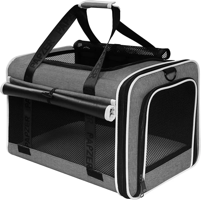 Fine Top Loading Medium Cat Carrier with Privacy Curtain Delta TSA Pet Travel Crate Suitcase Luggage Sleeve Soft-Sided Dog Kennel Bag 18x11x11 United Airline Under Seat GreyAbout ThisOverview Clean