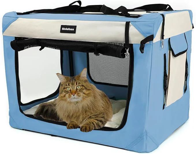 Casual Large Cat Carrier Collapsible Travel Dog Crate Portable Soft-Sided Pet Kennel with Super Soft Warm Plush Pillow for Indoor and Outdoor 24x16x16in Sky BlueAbout ThisOverview Specialty