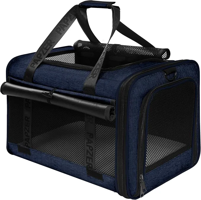 Safe Top Load Medium Cat Carrier Privacy Curtain American Airline TSA Pet Travel Crate Suitcase Luggage Sleeve Soft-Sided Teacup Poodle Dog Vet Bag Cage 18x11x11 Delta Under Seat NavyAbout ThisOverview User-Friendly