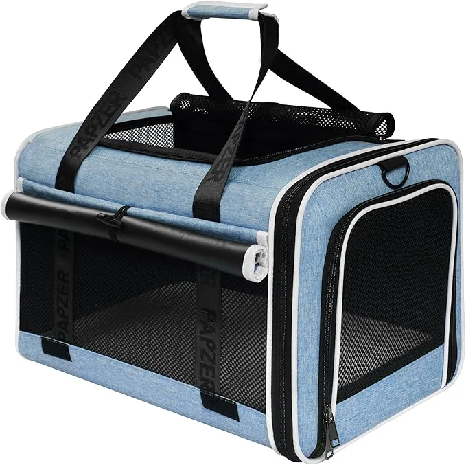 Consistent Top Loading Medium Cat Carrier with Privacy Curtain Delta TSA Pet Travel Crate Suitcase Luggage Sleeve Soft-Sided Dog Kennel Bag 18x11x11 United Airline Under Seat BlueAbout ThisOverview Solid
