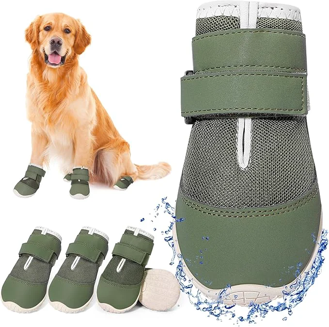 Clean DcOaGt Dog Shoes for Large Dogs Mesh Breathable Dog Boots Paw Protectors for Hot Pavement Summer Winter Snow 360° Anti-Slip Dog Booties for Hiking Walking Military Green 4PCS Size 6 About ThisOverview Trendy