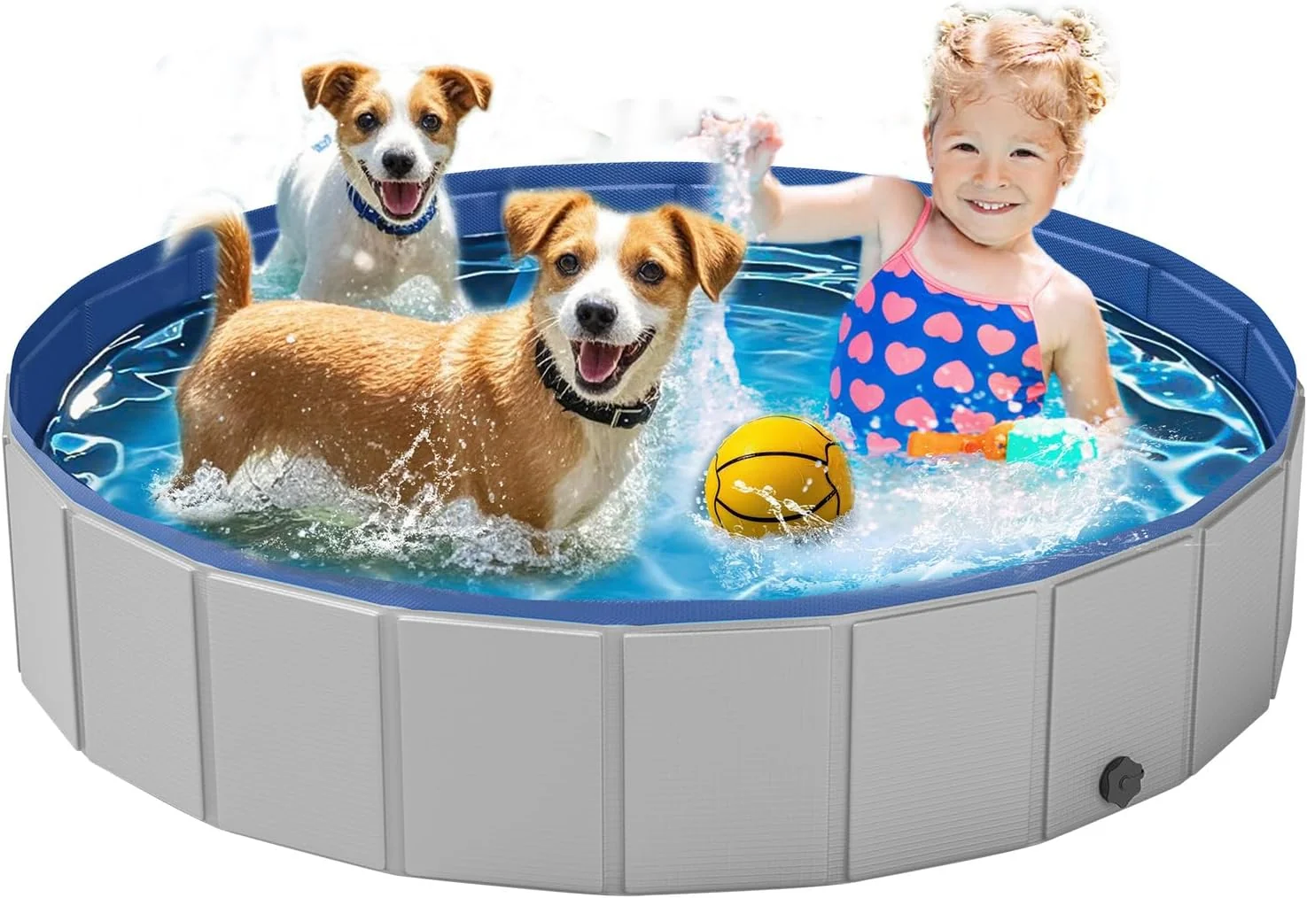 Traditional Dog Pool for Large Dogs Foldable Plastic Pool for Dogs Slip-Resistant XL - 63'' x 12'' Elite