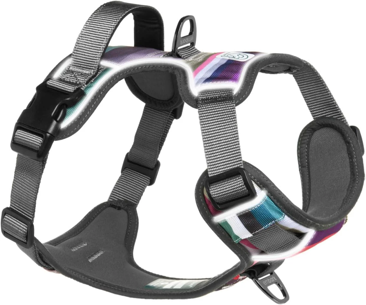 Secure Embark Adventure Dog Harness Reflective Trim No Pull Dog Harnesses for Small Sized Dogs - Military Grade Nylon Front Clip with Gel Lined Handle. Soft Padded Puppy Lightweight