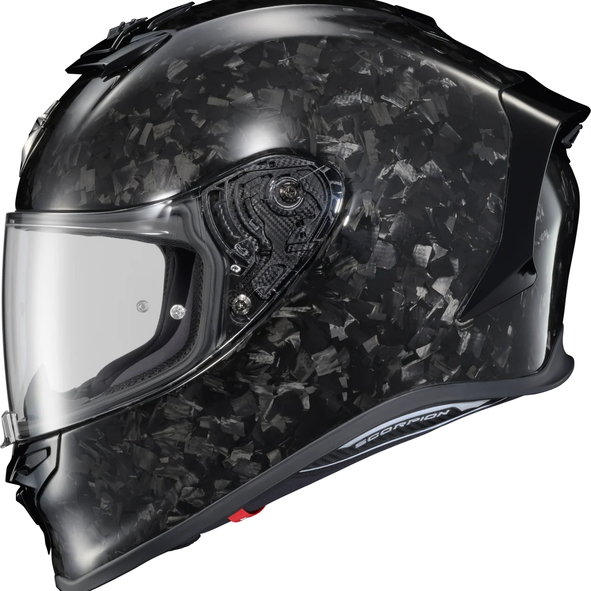 World-Class Scorpion - Exo R1 Air Full Face Helmet Carbon Onyx Gloss Black Md Green