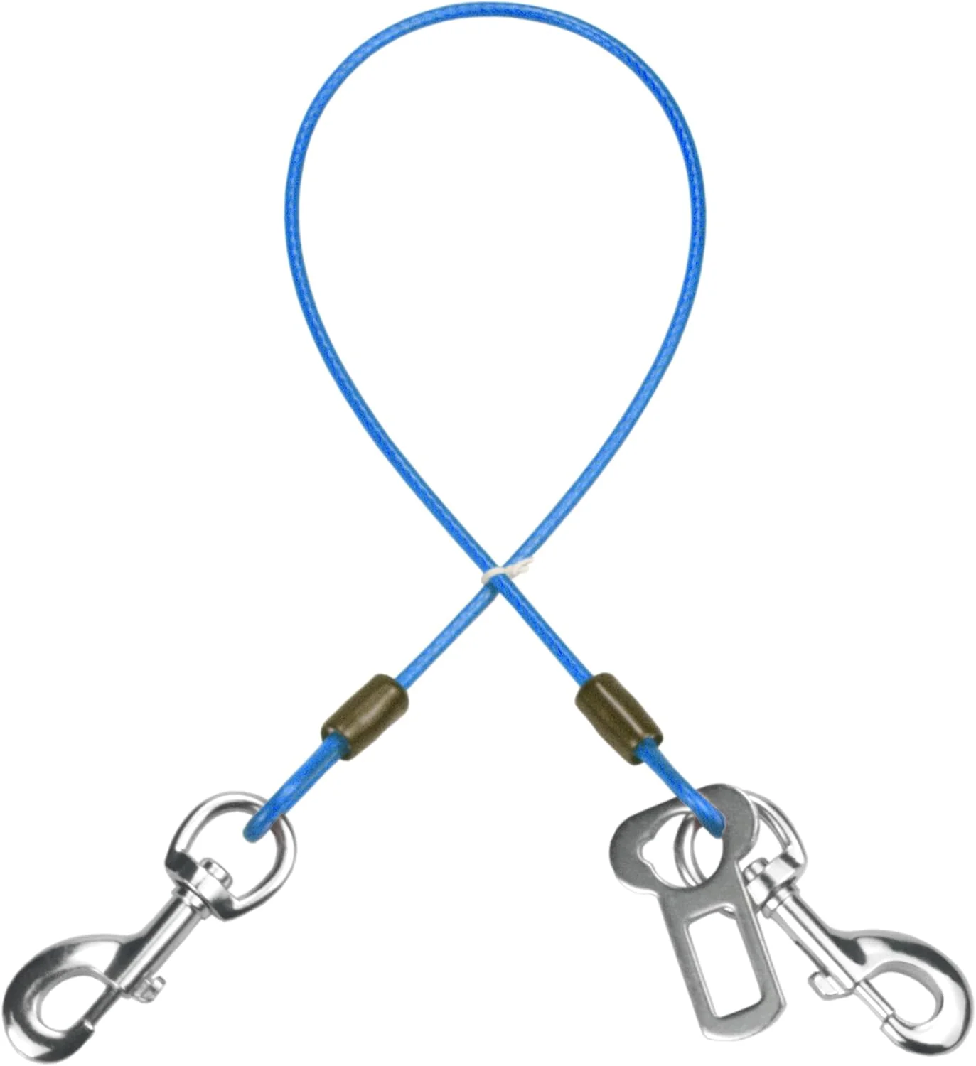 Clean Dog Seat Belt Harness for Car Dog Seatbelt of Coated Wire Leash Safety Restraint No Chew Tether Cable Vehicle Double Clips Latch Blue 32 inch 80 CM Recyclable