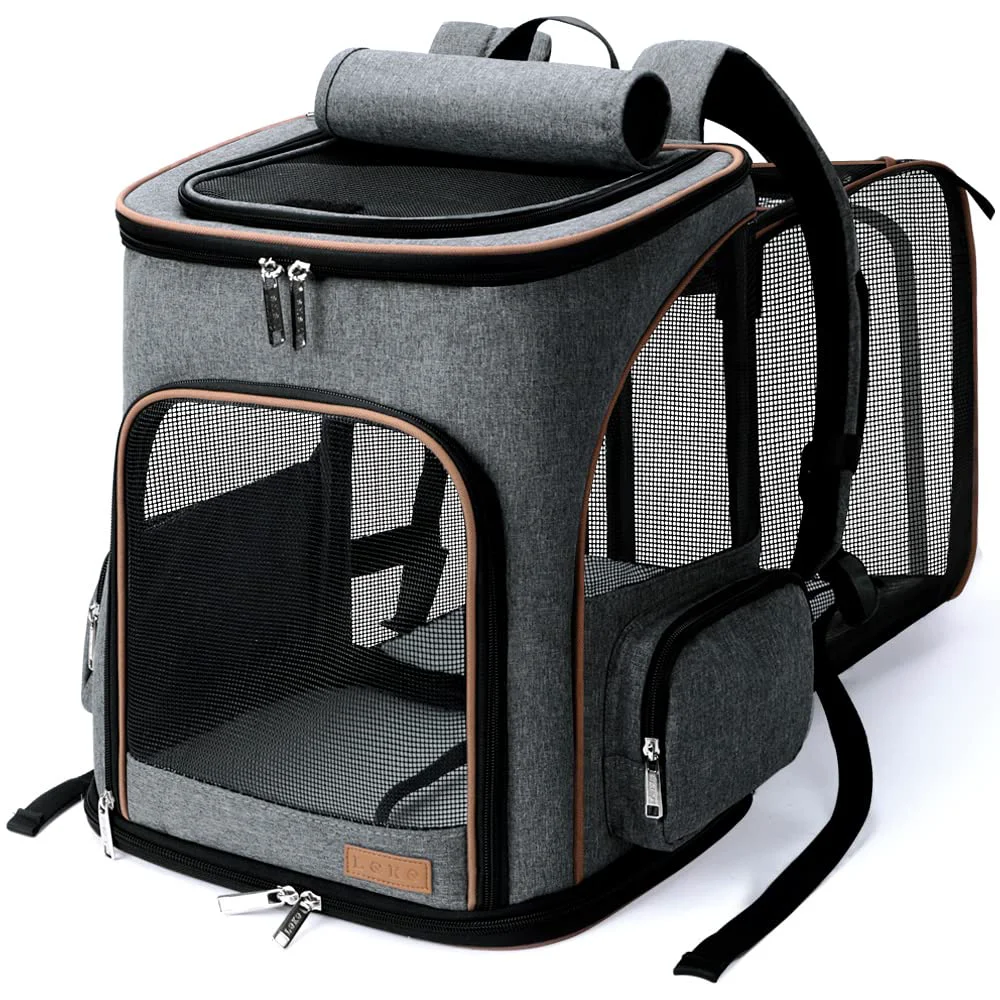 Fine Lekereise Cat Backpack Expandable Pet Carrier – Airline- Grey Fine Crafted
