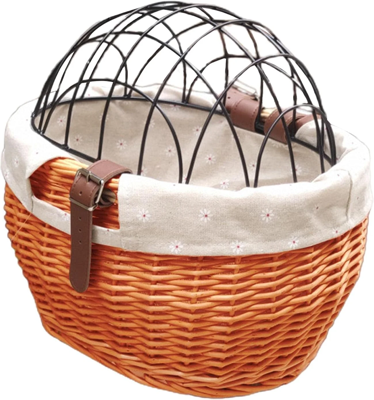 Exceptional Bike Pet Basket Wicker Bike Basket for Small Dogs Cats Pet Carrier Front Basket with Wire Mesh Cover and Lid Wicker Basket for Dogs and Cats Rattan Storage Basket 11.81 9.84 inch A Fast