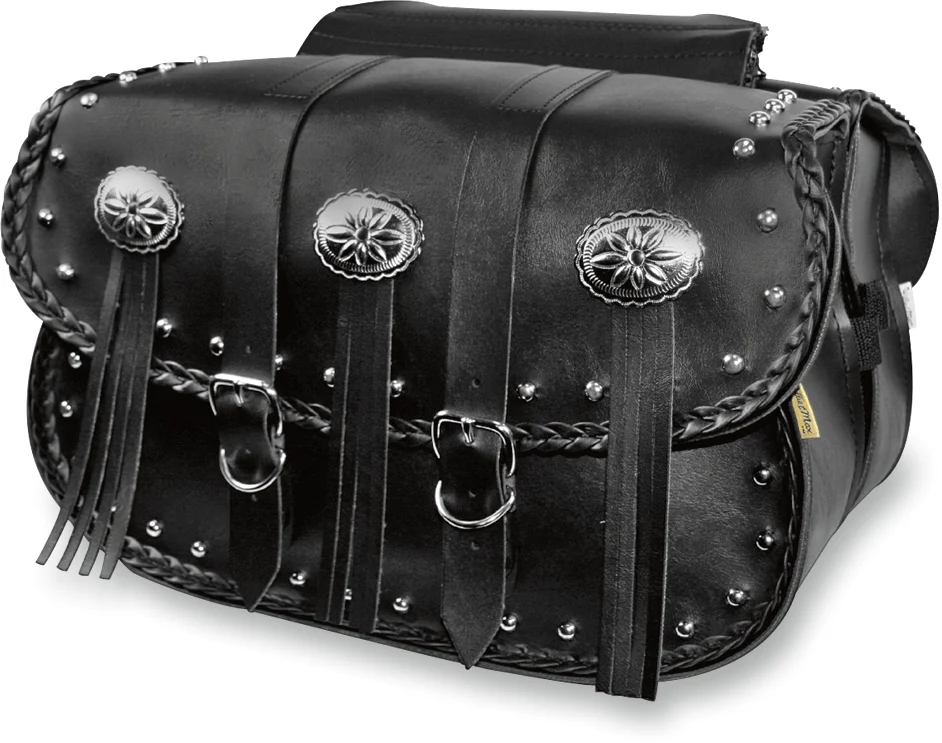 Artisan WILLIE MAX LUGGAGE Warrior Saddlebag - Black - Studded - Black 58320-00 Clean