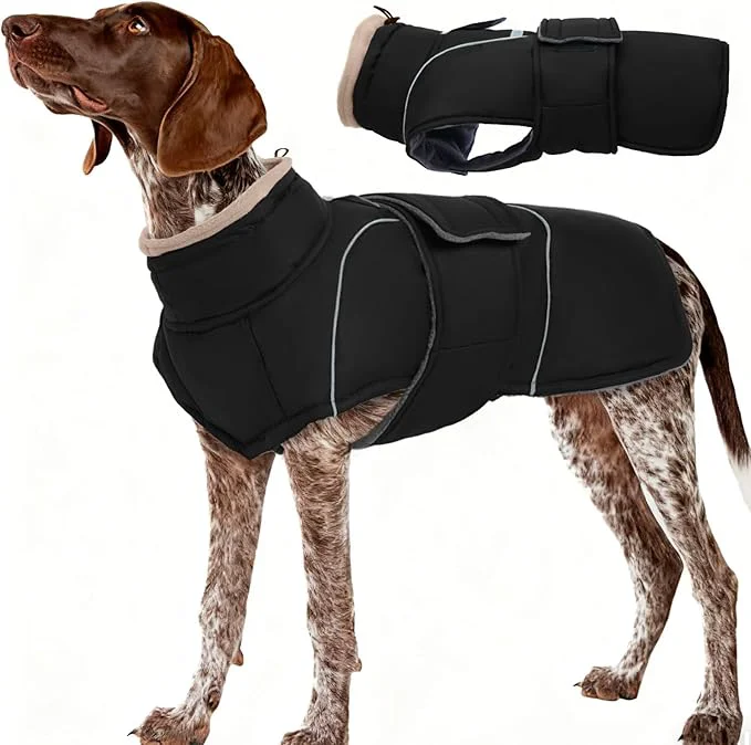 Sophisticated Black Dog Coat Soft Pet Sweater for Cold Weather Warm Winter Coat with Leash Hole Waterproof Dogs Jacket with Fleece Lined Thick Pets Clothes with Windproof Dog Puffer Coats for Large DogsAbout ThisOverview Innovative