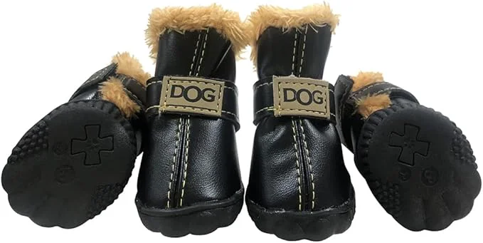 Easy-to-Use WINSOON Puppy Dog Shoes for Small Dogs Medium and Large Dogs，Dog Winter Boots，Pet Paw Protectors Covers Snow Booties for Hiking Set of 4 Size 4 Black About ThisOverview Pure