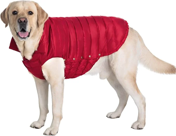 Crafted SPACE LION Dog Puffer Jacket Down Winter Coat Durable Outdoor Coat for Cold and Windy Conditions Lightweight Adjustable Fit Coats for Large Dogs Red Size24 2XL About ThisOverview Smart