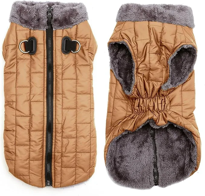 Authentic Warm Fleece Dog Coats with Durable Harness Buitl in D-Ring Waterproof Puppy Jacket for Small Dogs Dog Vest for Cold Winter Burnished Khaki MAbout ThisOverview Specialty