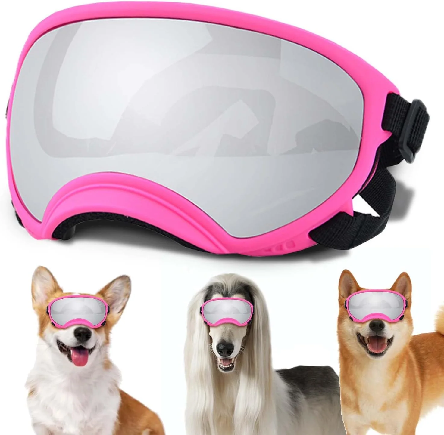 Quality Medium Dog Sunglasses with Adjustable Strap UV Protection Winproof Dog Puppy Sunglasses Suitable for Medium Dog Pet Glasses Dogs Eyes Protection Soft Dog Goggles Environmentally Friendly
