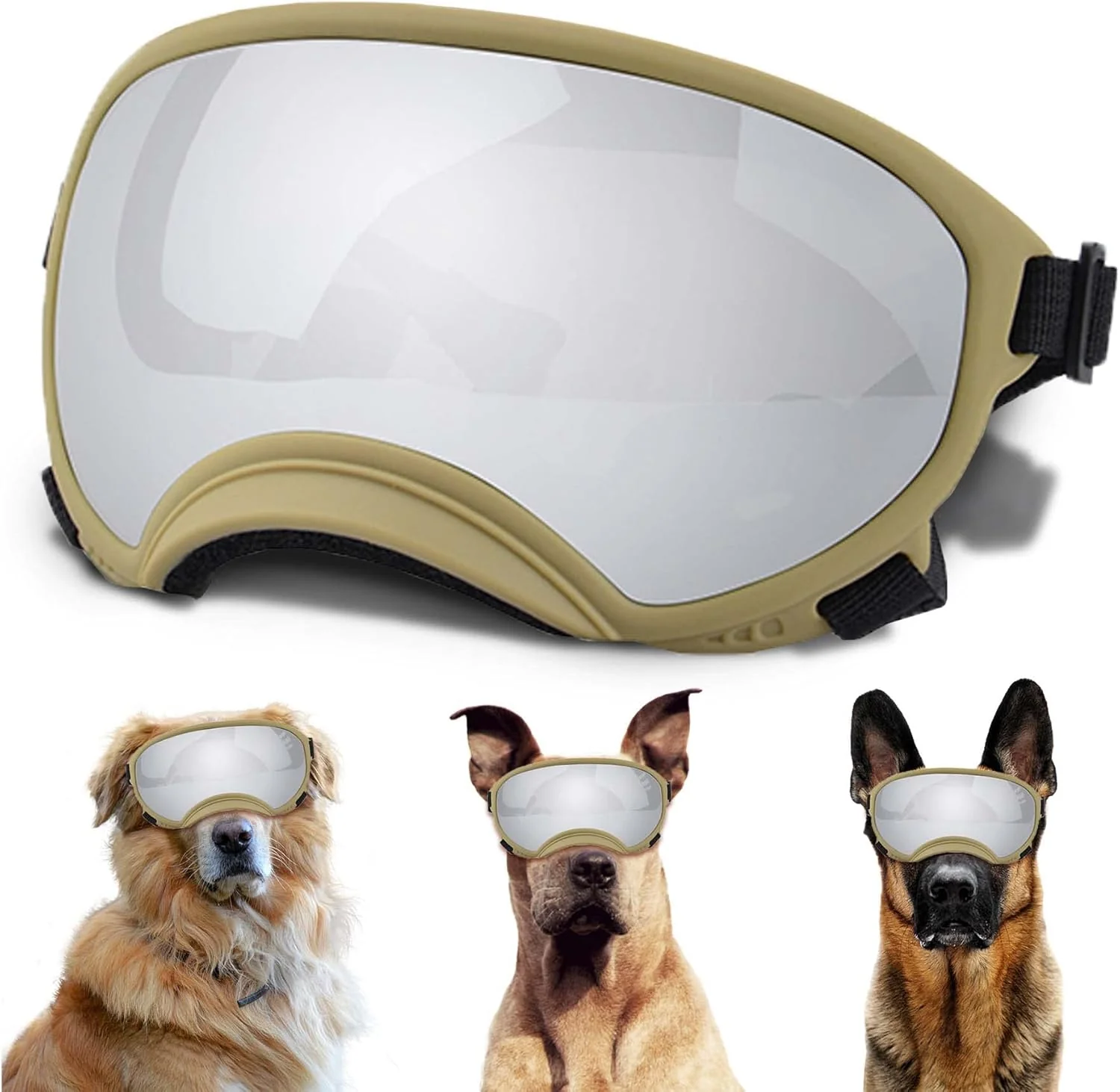 Genuine Winproof Large Dog Sunglasses with Adjustable Strap UV Protection Soft Goggles for Medium-Large Dogs Long-Lasting