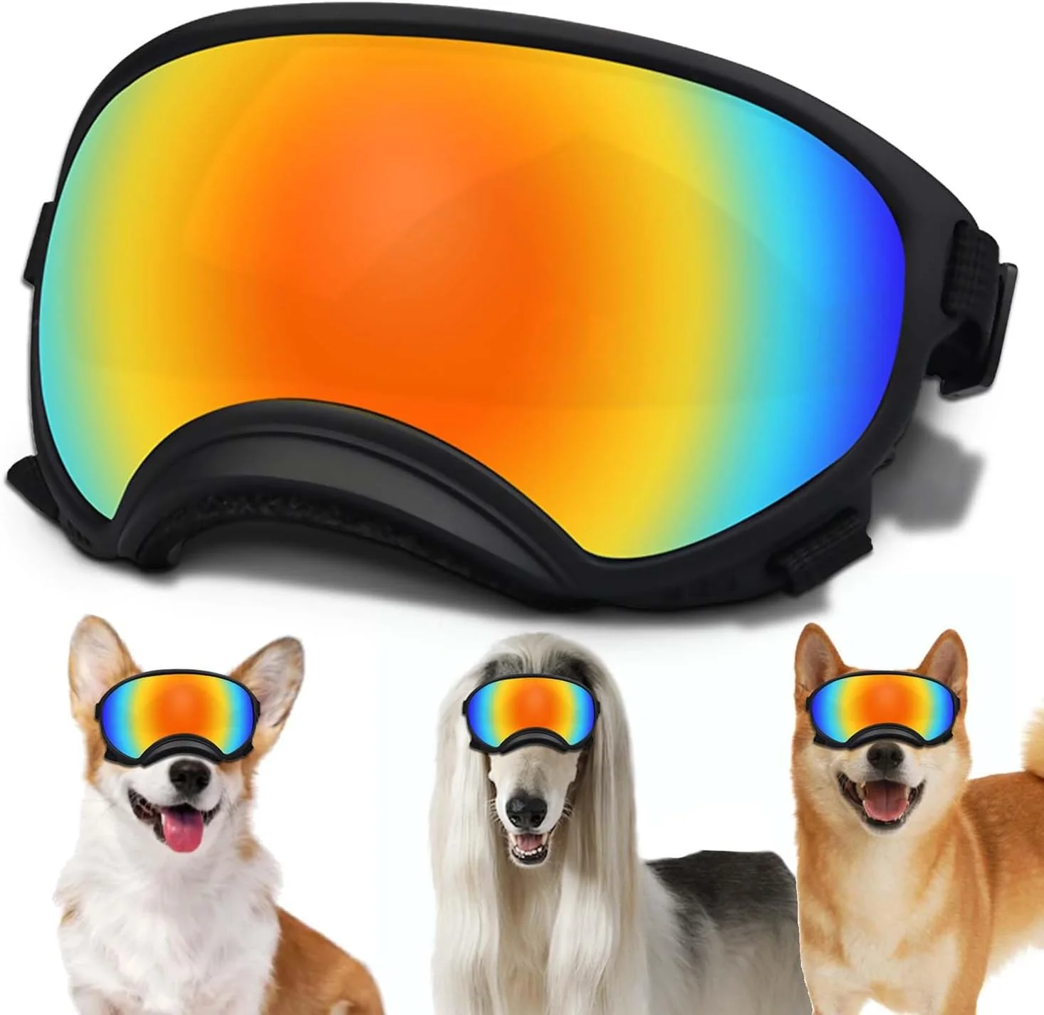 Fine Medium Dog Sunglasses with Adjustable Strap UV Protection Winproof Dog Puppy Sunglasses Suitable for Medium Dog Pet Glasses Dogs Eyes Protection Soft Dog Goggles Excellent