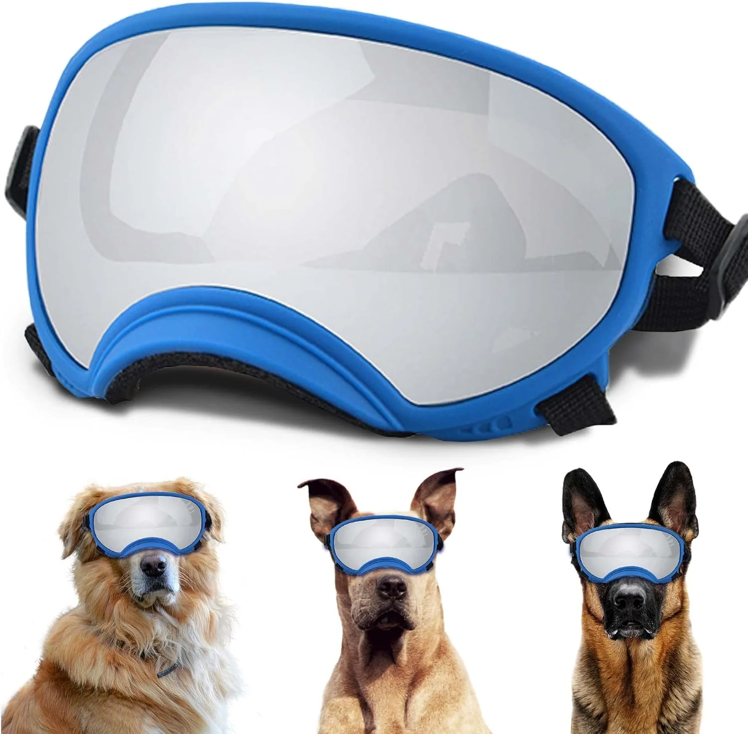 Stylish Winproof Large Dog Sunglasses with Adjustable Strap UV Protection Soft Goggles for Medium-Large Dogs Enhanced