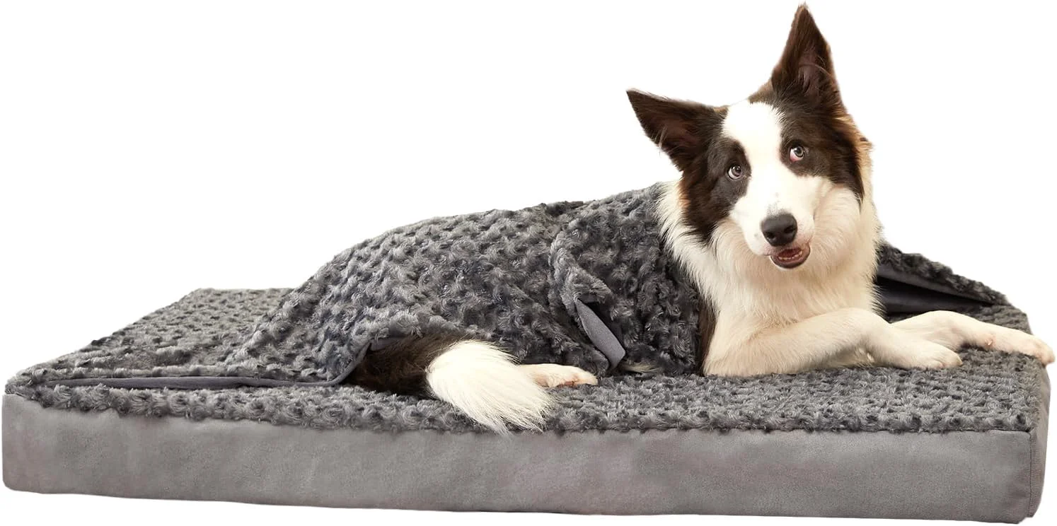 Proven Orthopedic Memory Foam Bed for Large Dogs Waterproof Cooling Pet Mats for Crate with Removable Washable Cover I for Arthritic Dogs X-Large-41 x 29 x 4 Rose Plush Blanket Relaxed