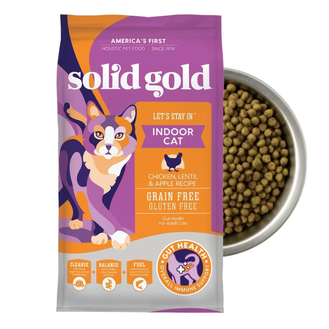 Innovative Solid Gold Indoor Dry Cat Food - Grain Chicken Probiotics Hairball Support 6lb Easy-to-Use